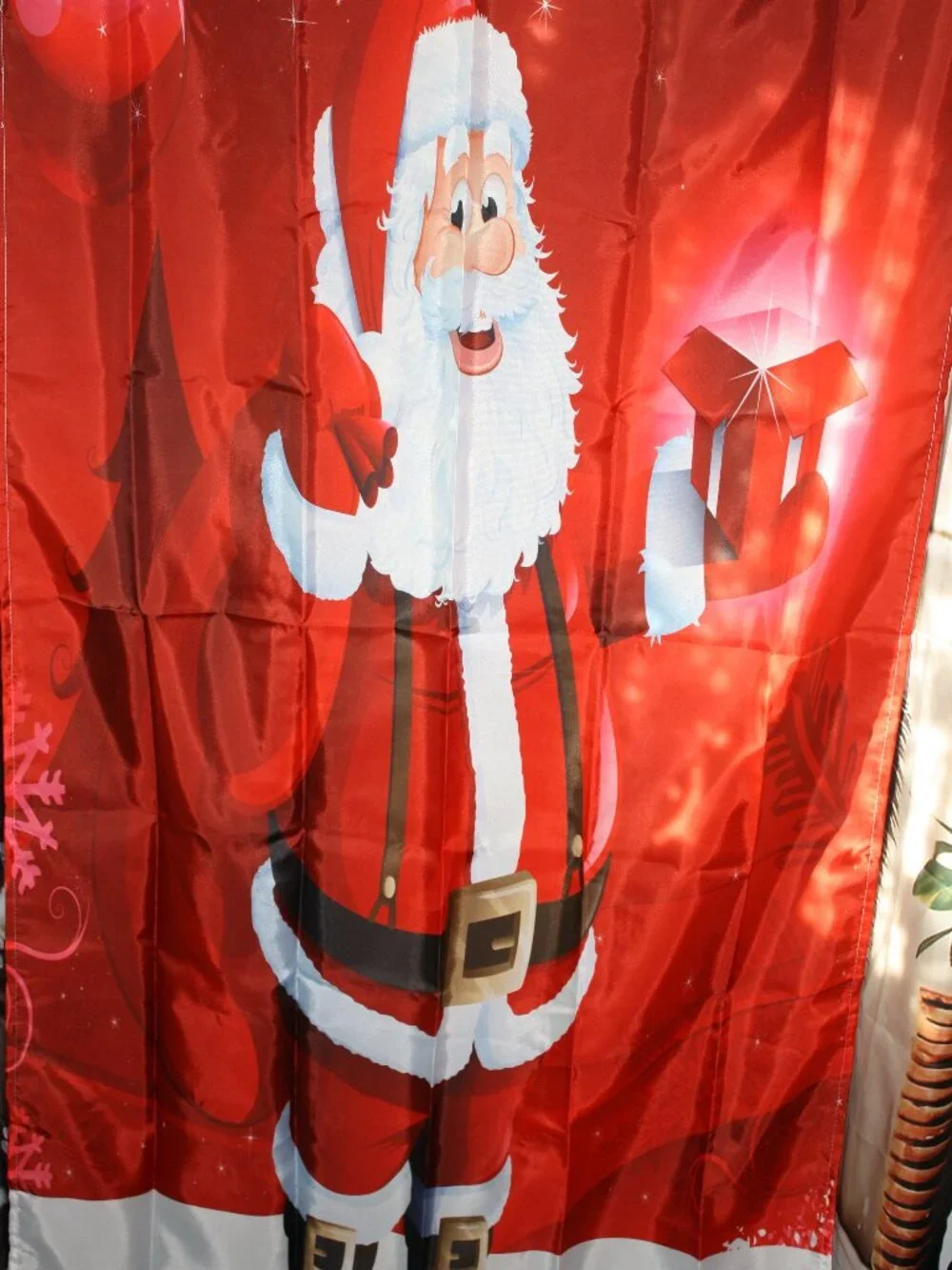 Decorative Shower Curtain, Santa Clause with rings to hang.  NWOT